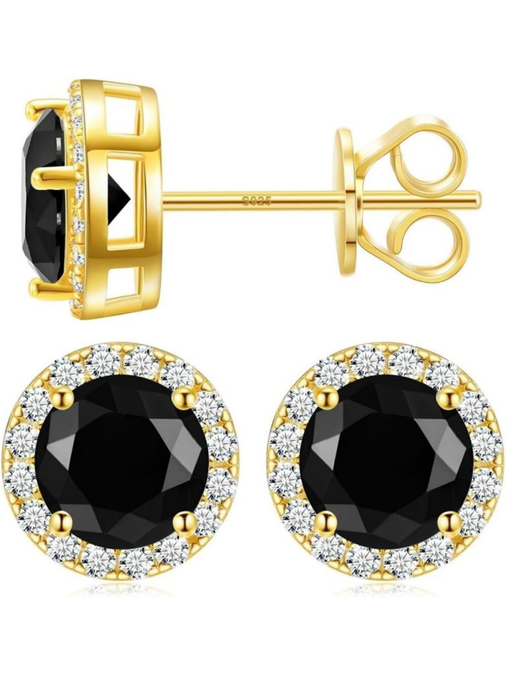 Sparkling Moissanite Stud Earrings in 925 Sterling Silver Halo Design